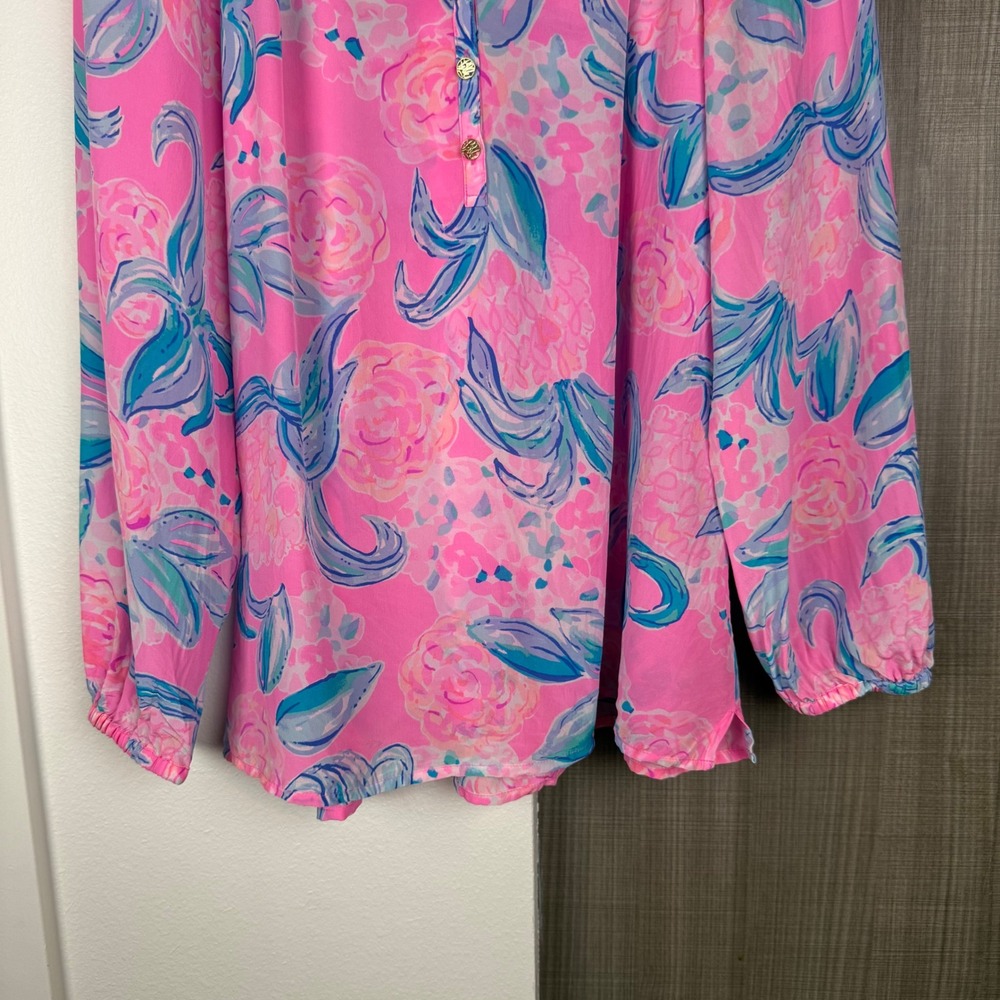 Lilly Pulitzer Elsa Silk Blouse Prosecco Pink Pinking Positive - Picture 8 of 14